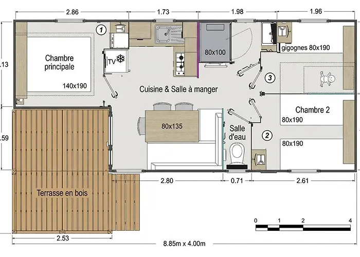Mobil Pour 6 Personnes Avec Terrasse - Api-1-52-1310 Кемпинг Saint-Gerons